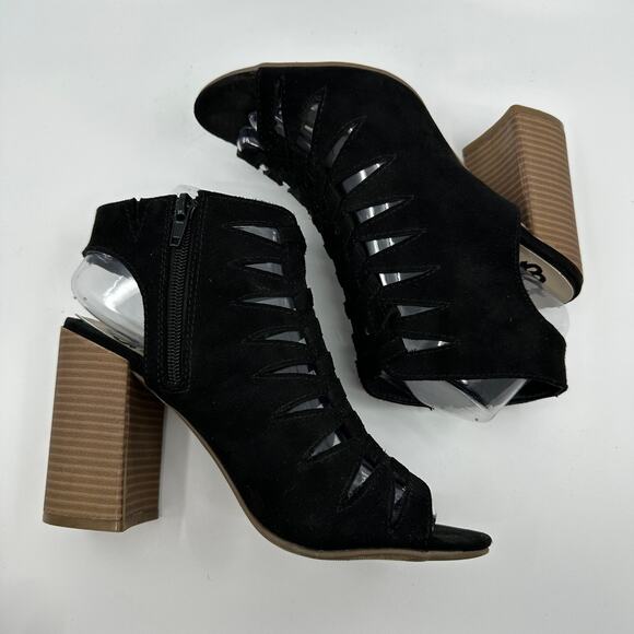 Fergalicious Shoes Womens US 7.5M Black Pardon Sandals Strappy Block Heel Party - Picture 5 of 7